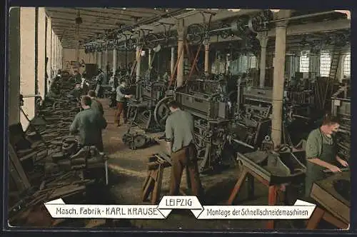 AK Leipzig, Maschinenfabrik Karl Krause, Montage der Schnellschneidemaschinen