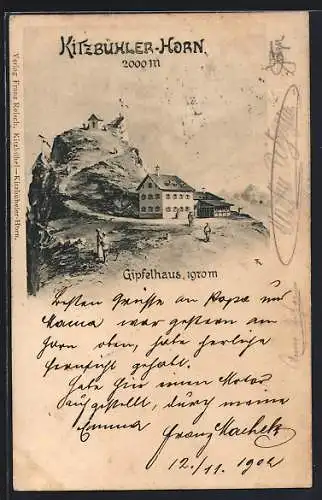 Lithographie Kitzbühel, Gipfelhaus auf dem Kitzbühler-Horn