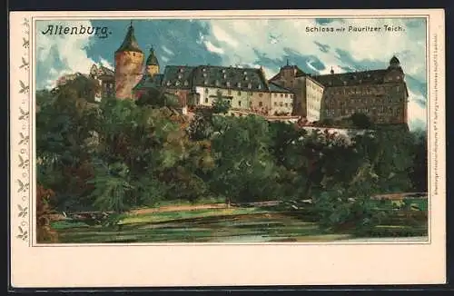 Künstler-Lithographie Max Dutzauer: Altenburg / S.-A., Das Schloss mit Pauritzer Teich