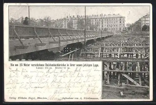 AK München, Die um 25 Meter verschobene Reichenbachbrücke