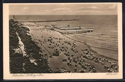 AK Kolberg, Strand aus der Vogelschau