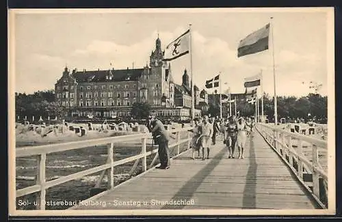 AK Kolberg, Seesteg u. Strandschloss