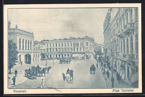 AK Bukarest / Bucuresti, Piata Teatrului, Theater Platz