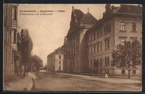 AK Hermannstadt, Schewisgasse mit Justizpalais