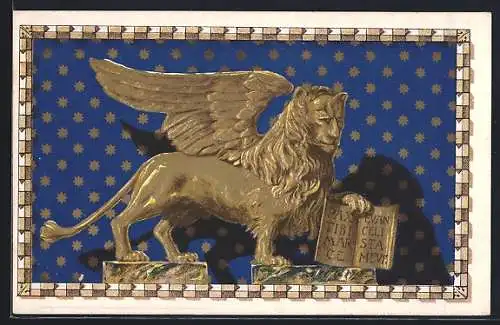 AK Venezia, Goldener Markuslöwe auf blauem Grund