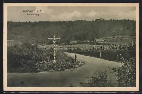 AK Kitzingen a. M., Schwanberg mit Wegweiser