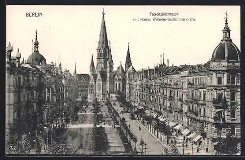 AK Berlin-Charlottenburg, Tauenzienstrasse mit Kaiser-Wilhelm-Gedächtniskirche