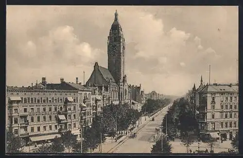 AK Berlin-Charlottenburg, Blick auf Rathaus in der Berliner Str. mit Wilhelmplatz