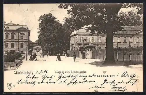 AK Berlin-Charlottenburg, Eingang zum Schlossgarten