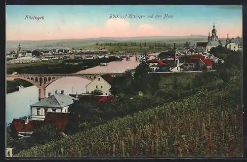 AK Kitzingen, Blick auf den Ort und den Main