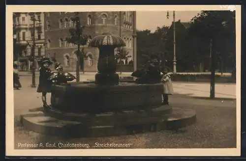 AK Berlin-Charlottenburg, Streichelbrunnen, Hardenbergstrasse Ecke Knesebeckstrasse