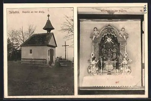 AK Iphofen, Kapelle an der Steig, Aussenansicht und Altarbild in der Kapelle