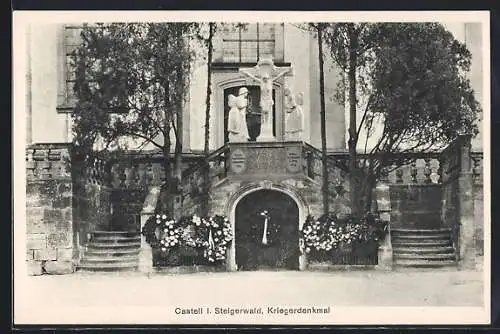 AK Castell / Steigerwald, Castell mit Kriegerdenkmal