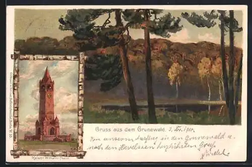 Lithographie Grunewald, Kaiser-Wilhelm-Thurm