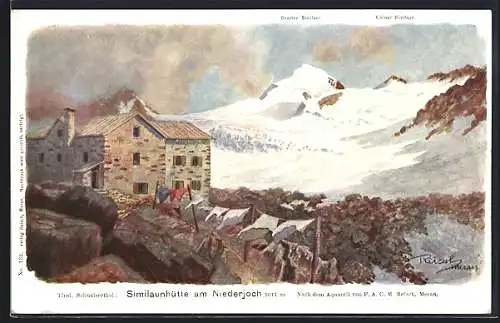 Künstler-AK F.A.C.M. Reisch: Similaunhütte am Niederjoch