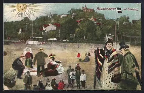 AK Hamburg-Blankenese, Blick vom Strand auf den Sülberg