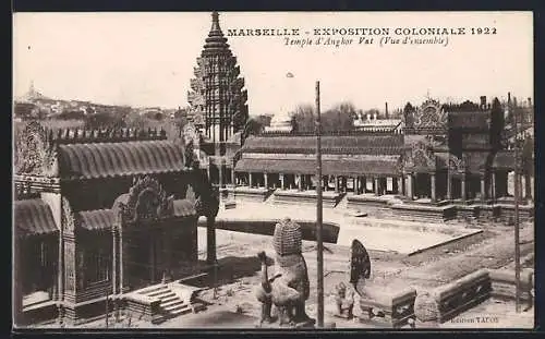 AK Marseille, Ausstellung Exposition coloniale 1922, Temple d`Angkor Vat, Vue d`ensemble