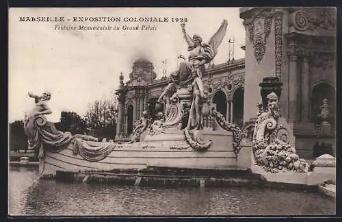 AK Marseille, Exposition Coloniale 1922, Fontaine Monumentale du Grand Palais