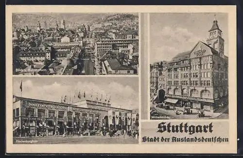 AK Stuttgart, Wilhelmsbau, Hindenburgbau, Blick v. Bahnhofturm