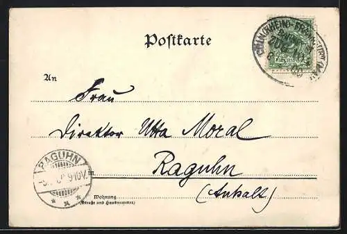 Lithographie Bingen / Rhein, National Denkmal, St. Rochus Denkmal, Totalansicht