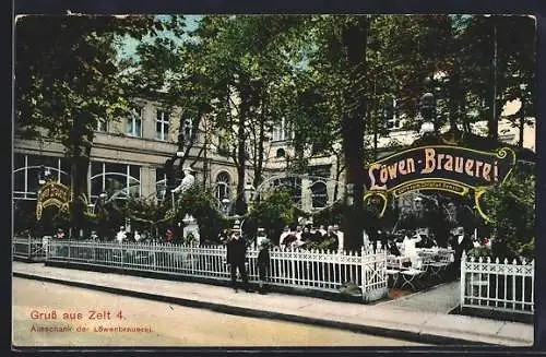 AK Berlin-Tiergarten, Gasthaus Löwen-Brauerei-Zelt 4, Garten