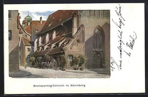 Künstler-AK Nürnberg, Gasthaus Bratwurstglöcklein