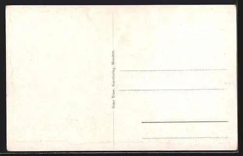 Lithographie Münchem, Münchner Kindl hebt sein Bierkrug, Teilansichten