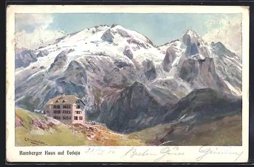 Künstler-AK Edward Theodore Compton: Bamberger Haus, Berghütte am Fedaja