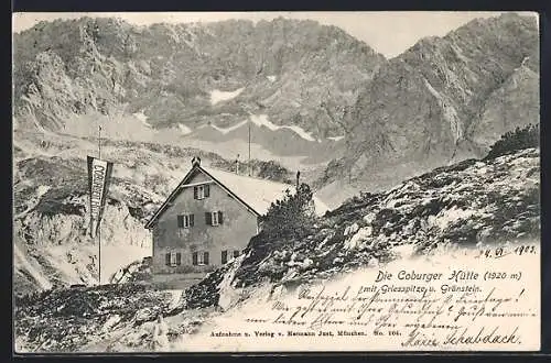 AK Coburger Hütte mit Griesspitze und Grünstein