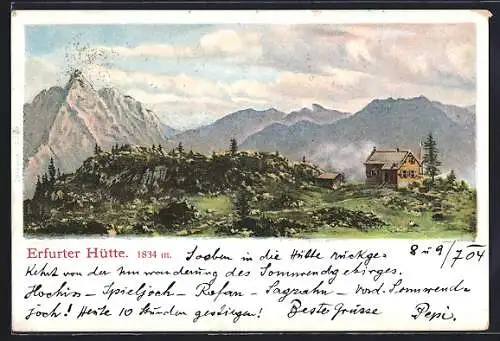 Lithographie Erfurter Hütte, Panorama