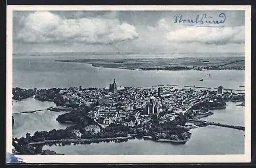 AK Stralsund, Ortsansicht aus der Vogelperspektive