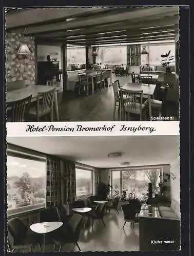 AK Isnyberg, Hotel-Pension Bromerhof, Speisesaal und Klubzimmer