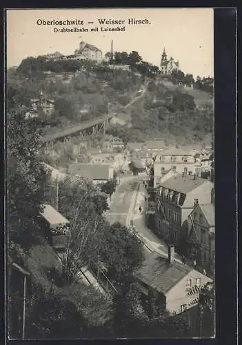 AK Dresden-Weisser Hirsch, Weisser Hirsch, Drahtseilbahn mit Luisenhof