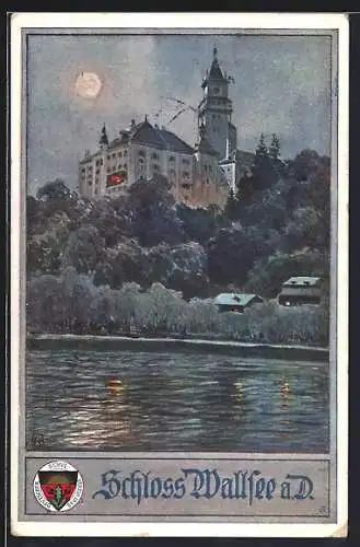 AK Deutscher Schulverein NR: 442, Schloss Wallsee a. D. mit Vollmond