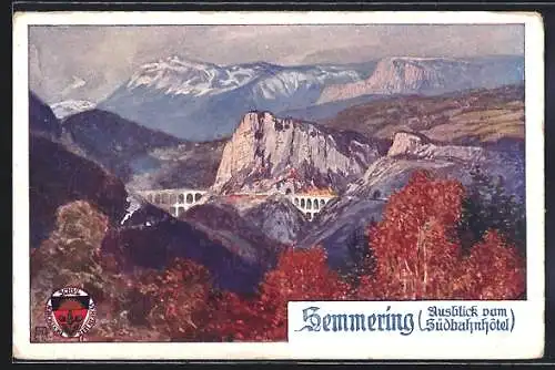 AK Deutscher Schulverein Nr. 450: Semmering mit Ausblick vom Südbahnhotel