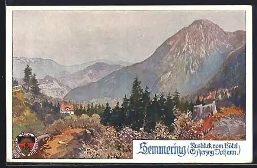 AK Deutscher Schulverein Nr.449: Semmering, Ausblick vom Hotel Erzherzog Johann