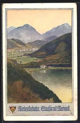 AK Mariazell, Gesamtansicht mit Erlaufsee, Deutscher Schulverein