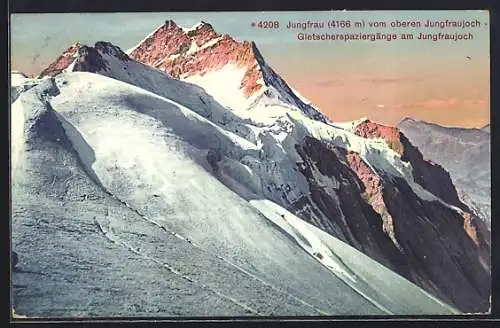 AK Jungfrau vom oberen Jungfraujoch, Gletscherspaziergänge am Jungfraujoch