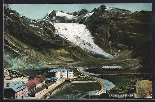 AK Gletsch, Blick zum Rhonegletscher