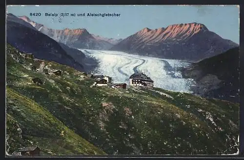 AK Belealp, Panorama mit Aletschgletscher