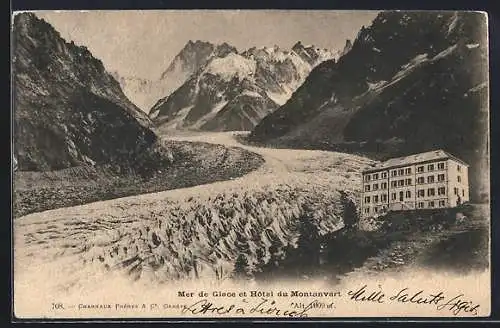 AK Mer de Glace et Hôtel du Montanvert, Gletscher