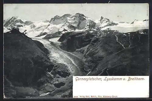 AK Gornergletscher, Lysskamm und Breitenhorn