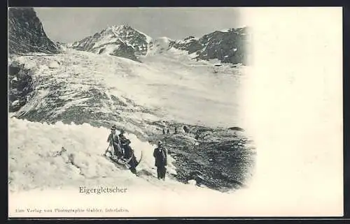 AK Schlittenfahrer auf dem Eigergletscher