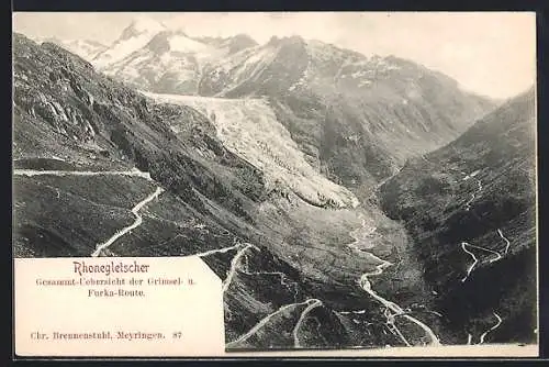 AK Rhonegletscher, Gesamt-Übersicht der Grimsel- und Furka-Route