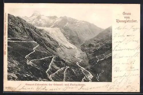 AK Rhonegletscher, Gesamt-Übersicht der Grimsel- und Furka-Route