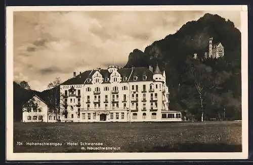 AK Hohenschwangau, Hotel Schwansee mit Neuschwanstein