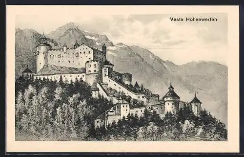 Künstler-AK Hohenwerfen, Veste Hohenwerfen