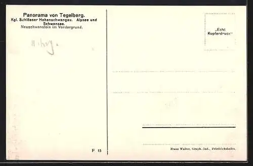 AK Hohenschwangau, Panorama vom Tegelberg, Kgl. Schlösser Hohenschwangau, Alpsee und Schwansee, Neuschwanstein