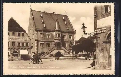 AK Volkach a. Main, Marktplatz mit Geschäft von Josef Lea und Rathaus