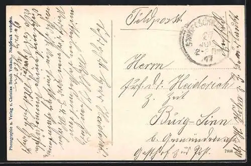 AK Volkach a. M., Partie an der Stadtmauer mit Kirche